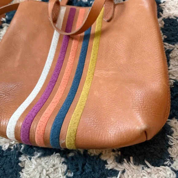 MADEWELL The Transport Stripe Embroidered Zip Top Crossbody Tote, Small - Picture 2 of 5